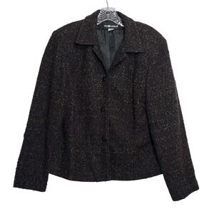 Sag Harbor Women's Size 14 Textured Blazer Jacket Black Multi Colored